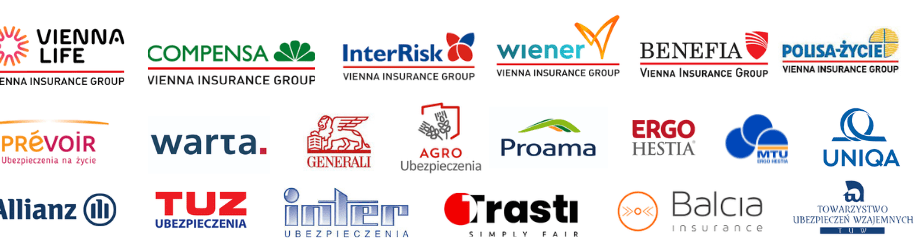 Towarzystwa Ubezpieczeniowe współpracujące z Markiem Machotą - Warta, Compensa, PZU, Generali, Vienna Life i inne